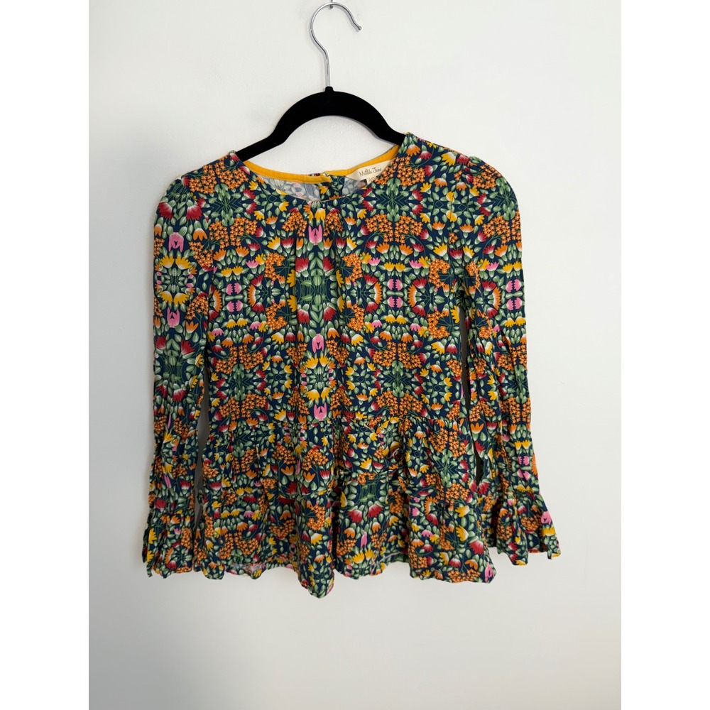 Matilda Jane Girls Floral Peplum Top Long Sleeve Bell Cuff Multicolor Size 12